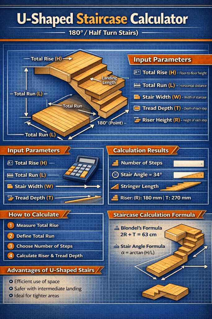 u shaped staircase calculator